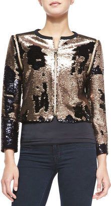 Ted Baker Blubele Cropped Sequined Zip-Front Jacket