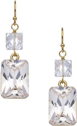 A.V. Max Gold and Crystal CZ Double Drop Earrings