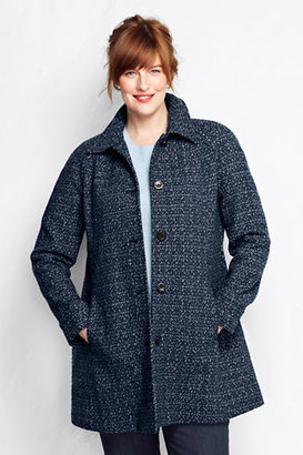Lands' End Women's Plus Size Tweed Wool Swing Coat