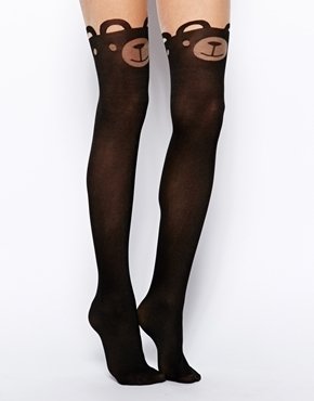 ASOS Bear Over The Knee Tights - Black