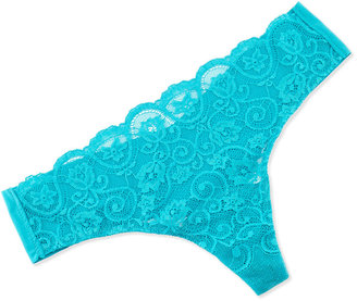 Commando Double Take Cross-Dyed Lace Thong, Teal