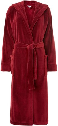 Linea Fleece robe with hood in red m/l