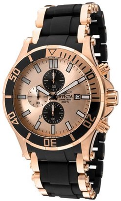 Invicta Men's Sea Spider Chronograph Rose Gold Dial 18K Rose Gold Plated SS and Black Polyurethane