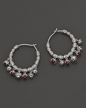 Paul Morelli Small Tiny Meditation Bell Hoop Earrings with Pink Rhodolite Stones