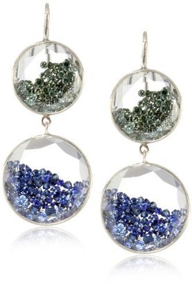 Moritz Glik Kaleidoscope" 18k White Gold, Sapphire, and Floating Diamond Earrings