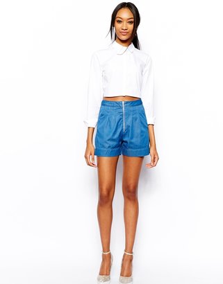Warehouse Denim Zip Front Shorts