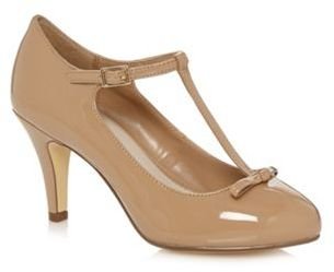 Good for the Sole Camel patent T-bar strap wide fit court shoes