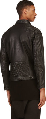 Diesel Black Leather Quilted Laleta Jacket