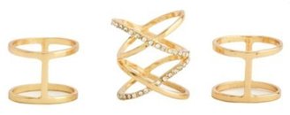 Charlotte Russe Crisscrossing & Stacked Cage Rings - 3 Pack