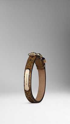 Burberry Buckle Detail Metallic Leather Bracelet