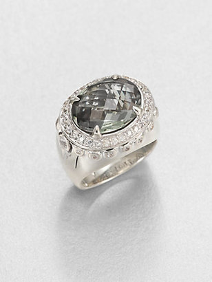 John Hardy Bamboo Green Amethyst, White Sapphire & Sterling Silver Dome Ring