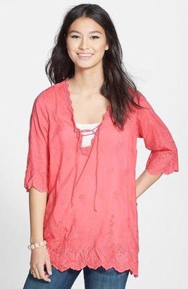 SORRENTO Embroidered Peasant Top (Juniors)