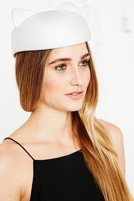 Helene Berman Straw Cat Hat in White