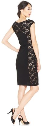 Connected Glitter-Lace-Panel Sheath