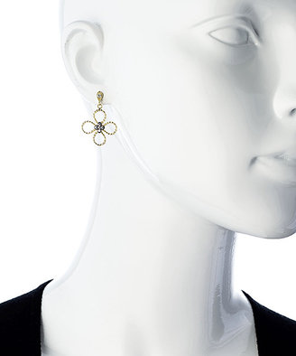 Genevive by CZC Gold with White CZ Flower Drop Earrings