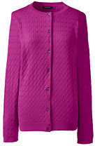 Classic Women's Plus Size Cable Crew Cardigan Sweater-Rich Raspberry