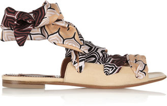 Missoni Printed satin-twill and leather sandals