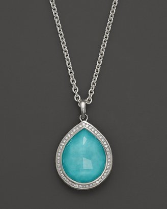 Ippolita Sterling Silver Stella Teardrop Pendant Necklace in Turquoise Doublet with Diamonds, 16"