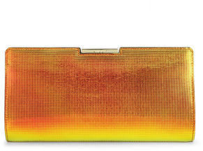 Milly Crosby Iridescent Leather Frame Clutch Bag - Orange