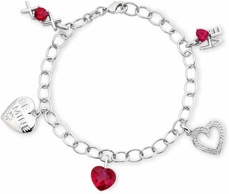 JCPenney FINE JEWELRY Lab-Created Ruby & Diamond-Accent Heart Charm Bracelet