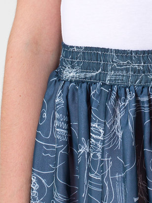 American Apparel Illustrated Chiffon Double-Layered Shirred Waist Skirt