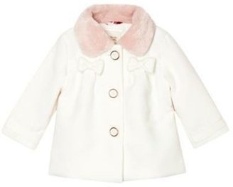 Ted Baker Babies off white faux fur collar coat