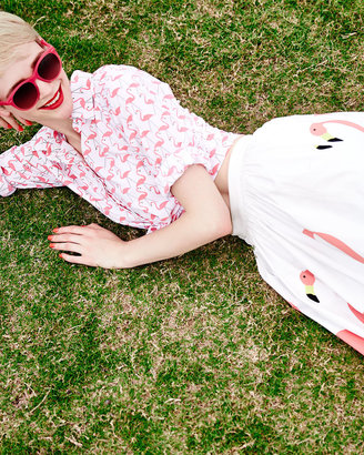 Alice + Olivia Willa Flamingo-Print Blouse