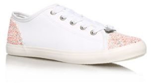 Lipsy White 'Annie' flat low top trainers