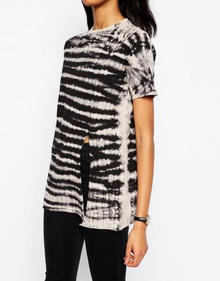 ASOS COLLECTION Tie Dye T-Shirt With Front Split