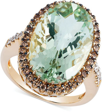 LeVian Green Amethyst (10-5/8 ct. t.w.) and Diamond (5/8 ct. t.w.) Ring in 14k Gold