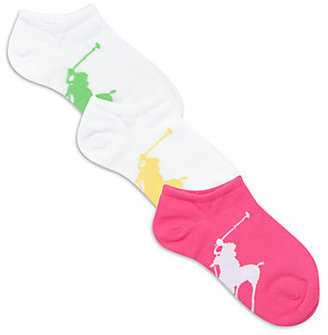 Ralph Lauren Girl's Three-Pair Polo Player Ankle Socks
