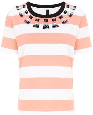 Mother of Pearl Coral Jersey Striped Juno Tee