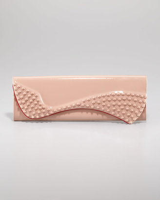 Christian Louboutin Pigalle Patent Spike Clutch Bag, Nude