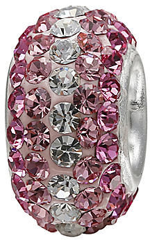 JCPenney FINE JEWELRY Forever Moments Pink and Clear Crystal Charm Bracelet Bead