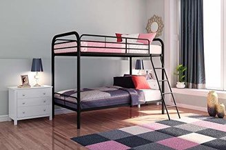 DHP Twin-Over-Twin Bunk Bed with Metal Frame and Ladder