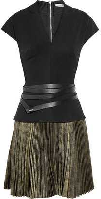 Victoria Beckham Stretch-crepe and plissé-jacquard dress