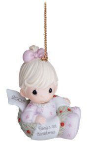Precious Moments Baby's First Christmas 2007 Dated Ornament  (Girl)