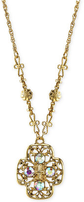 Vatican Gold-Tone Crystal Cross Pendant Necklace