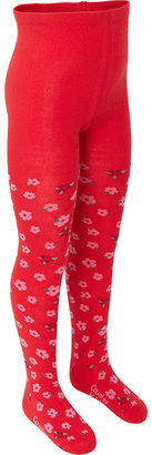 Country Kids Red Floral Print Tights