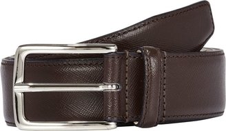 Barneys New York Saffiano Leather Belt-Brown
