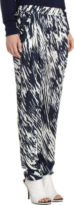 Nili Lotan Pleated Wave-print Pants