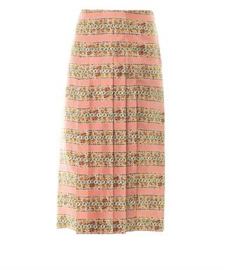 Rochas Coral-print pleated silk skirt