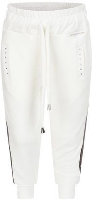 T-Shirt T-Shops Girls Ivory Jersey Trousers With Faux Leather Strips