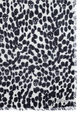 Alexander McQueen Leopard and skull print scarf
