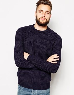 French Connection Ribbed Crew Neck Jumper - Navy