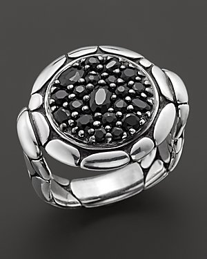 John Hardy Kali Lavafire Small Round Ring with Black Sapphires