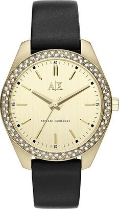 Armani Exchange AX5507 gold-plated PVD and leather watch