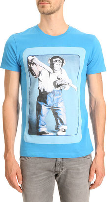 Wrangler Monkey Print Blue T-Shirt
