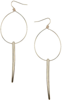 Topshop Freedom at 100% metal. Gold look hoop earrings with long tusk shaped pieces hanging from the bottom, length 11cm.