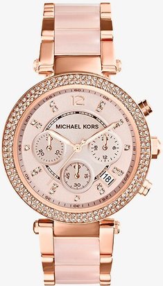 Michael Kors Parker Rose Gold-Tone Blush Acetate Watch